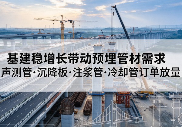 金牛基建稳增长带动预埋监测管材需求，声测管、沉降板、注浆管订单持续放量